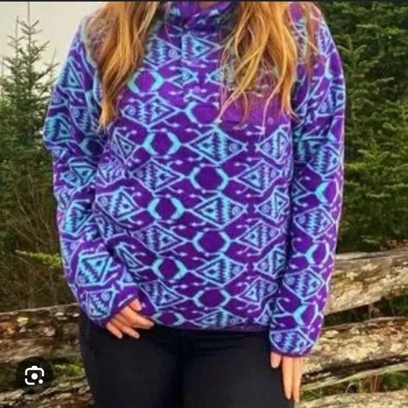 Fish Print Patagonia Synchilla Snap-T Pullover - Picture 1 of 5